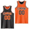 Custom Reversible Black Orange-White Double Side Sublimation Basketball Suit Jersey