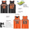 Custom Reversible Black Orange-White Double Side Sublimation Basketball Suit Jersey