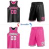 Custom Reversible Black Pink-White Double Side Sublimation Basketball Suit Jersey