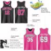 Custom Reversible Black Pink-White Double Side Sublimation Basketball Suit Jersey