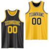 Custom Reversible Black Gold-White Double Side Sublimation Basketball Suit Jersey