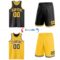 Custom Reversible Black Gold-White Double Side Sublimation Basketball Suit Jersey