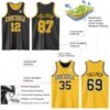 Custom Reversible Black Gold-White Double Side Sublimation Basketball Suit Jersey