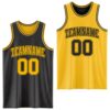 Custom Reversible Black Gold Double Side Sublimation Basketball Suit Jersey