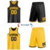 Custom Reversible Black Gold Double Side Sublimation Basketball Suit Jersey