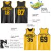 Custom Reversible Black Gold Double Side Sublimation Basketball Suit Jersey