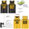 Custom Reversible Black Gold Double Side Sublimation Basketball Suit Jersey