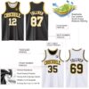 Custom Reversible Black White-Gold Double Side Sublimation Basketball Suit Jersey