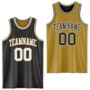 Custom Reversible Black White-Old Gold Double Side Sublimation Basketball Suit Jersey