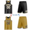 Custom Reversible Black White-Old Gold Double Side Sublimation Basketball Suit Jersey