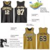 Custom Reversible Black White-Old Gold Double Side Sublimation Basketball Suit Jersey