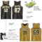 Custom Reversible Black White-Old Gold Double Side Sublimation Basketball Suit Jersey