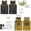 Custom Reversible Black Old Gold Double Side Sublimation Basketball Suit Jersey