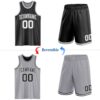 Custom Reversible Black White-Gray Double Side Sublimation Basketball Suit Jersey
