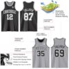 Custom Reversible Black White-Gray Double Side Sublimation Basketball Suit Jersey