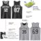 Custom Reversible Black White-Gray Double Side Sublimation Basketball Suit Jersey