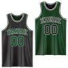 Custom Reversible Black Green-White Double Side Sublimation Basketball Suit Jersey