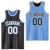 Custom Reversible Black White-Light Blue Double Side Sublimation Basketball Suit Jersey