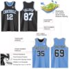 Custom Reversible Black White-Light Blue Double Side Sublimation Basketball Suit Jersey