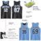 Custom Reversible Black White-Light Blue Double Side Sublimation Basketball Suit Jersey