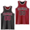 Custom Reversible Black Maroon-White Double Side Sublimation Basketball Suit Jersey