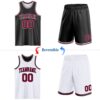 Custom Reversible Black Maroon-White Double Side Sublimation Basketball Suit Jersey