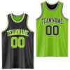 Custom Reversible Black Neon Green-White Double Side Sublimation Basketball Suit Jersey