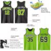 Custom Reversible Black Neon Green-White Double Side Sublimation Basketball Suit Jersey