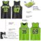 Custom Reversible Black Neon Green-White Double Side Sublimation Basketball Suit Jersey