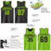 Custom Reversible Black Neon Green Double Side Sublimation Basketball Suit Jersey