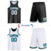 Custom Reversible Black White-Teal Double Side Sublimation Basketball Suit Jersey