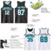 Custom Reversible Black White-Teal Double Side Sublimation Basketball Suit Jersey