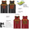 Custom Reversible Black Maroon-Gold Double Side Sublimation Basketball Suit Jersey