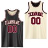 Custom Reversible Black Maroon-Cream Double Side Sublimation Basketball Suit Jersey