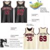 Custom Reversible Black Maroon-Cream Double Side Sublimation Basketball Suit Jersey
