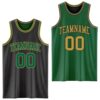 Custom Reversible Black Kelly Green-Old Gold Double Side Sublimation Basketball Suit Jersey