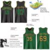 Custom Reversible Black Kelly Green-Old Gold Double Side Sublimation Basketball Suit Jersey