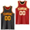 Custom Reversible Black Gold-Red Double Side Sublimation Basketball Suit Jersey