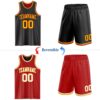 Custom Reversible Black Gold-Red Double Side Sublimation Basketball Suit Jersey