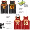 Custom Reversible Black Gold-Red Double Side Sublimation Basketball Suit Jersey