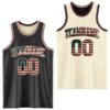 Custom Reversible Black Vintage USA Flag Cream-Maroon Double Side Sublimation Basketball Suit Jersey