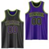 Custom Reversible Black Purple-Neon Green Double Side Sublimation Basketball Suit Jersey