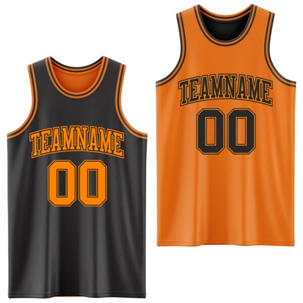 Custom Reversible Black Bay Orange Double Side Sublimation Basketball Suit Jersey