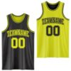 Custom Reversible Black Neon Yellow Double Side Sublimation Basketball Suit Jersey