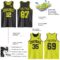 Custom Reversible Black Neon Yellow Double Side Sublimation Basketball Suit Jersey