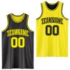 Custom Reversible Black Light Yellow Double Side Sublimation Basketball Suit Jersey
