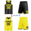 Custom Reversible Black Light Yellow Double Side Sublimation Basketball Suit Jersey