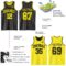 Custom Reversible Black Light Yellow Double Side Sublimation Basketball Suit Jersey