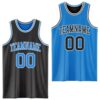 Custom Reversible Black Powder Blue-White Double Side Sublimation Basketball Suit Jersey