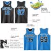 Custom Reversible Black Powder Blue-White Double Side Sublimation Basketball Suit Jersey
